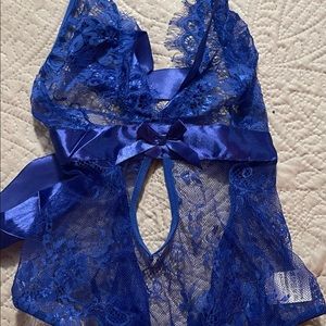 New Royal Blue Lace Teddy Bodysuit 1X/2X